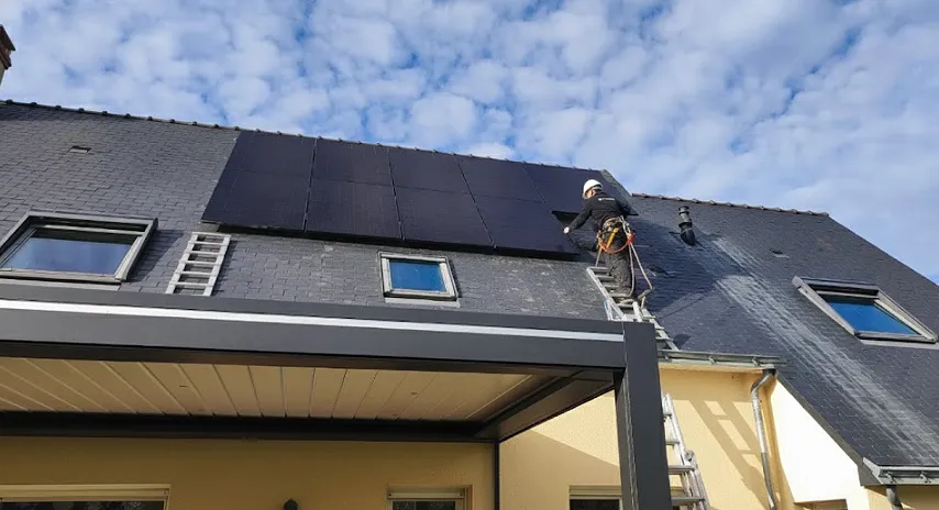 installation toiture panneaux solaires artyseo fixation rails echelle