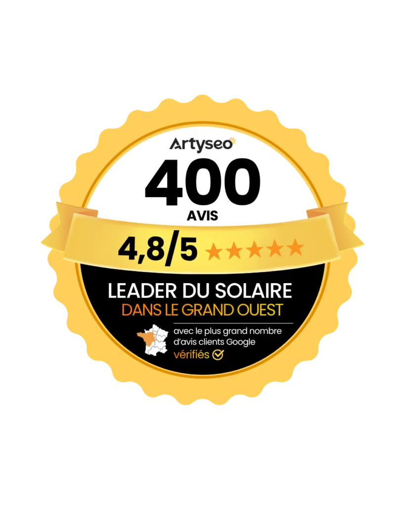 400 avis clients google vérifiés Artyseo leader du solaire dans le grand ouest avec le plus grand nombre d'avis google